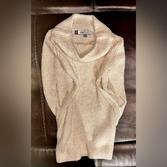 Jennifer Lopez Shimmering Champagne Color Sweater Vest Macrame Size M - Picture 3 of 10